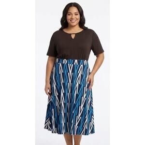 Shein Midi Dress 2XL Polyester Chevron Zigzag Business Casual Office Lightweight